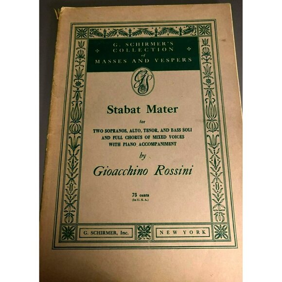 Vintage STABAT MATER By Gioacchino Rossini For Soli & Chorus With Piano Accompan - Picture 1 of 6
